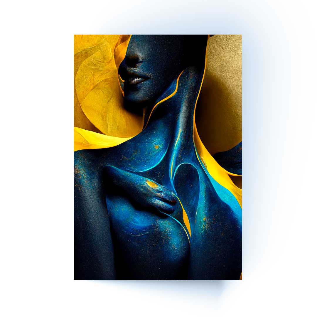 Crimson Essence Blue Woman Silhouette Modern Acrylic Wall Art
