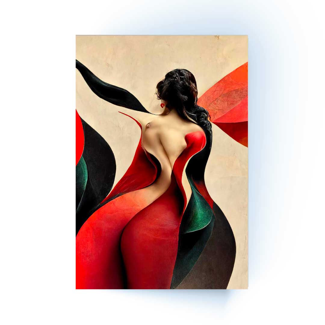 Scarlet Elegance Red Woman Silhouette Modern Acrylic Wall Art