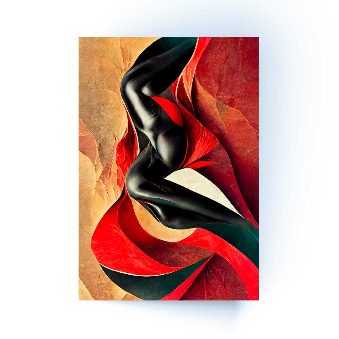 Scarlet Elegance Red Woman Silhouette Modern Acrylic Wall Art