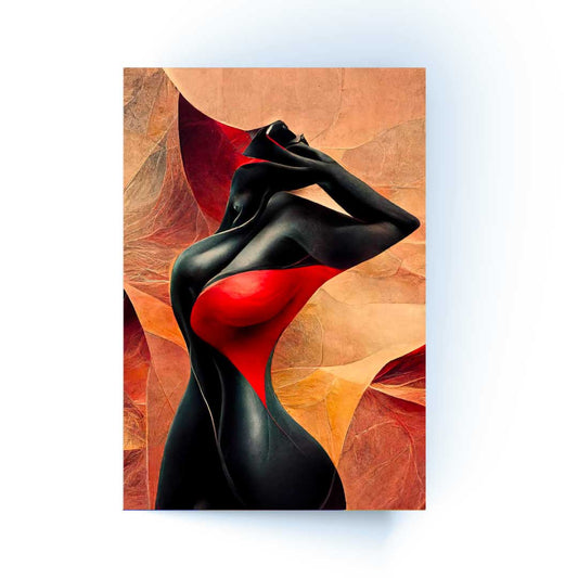 Scarlet Elegance Red Woman Silhouette Modern Acrylic Wall Art